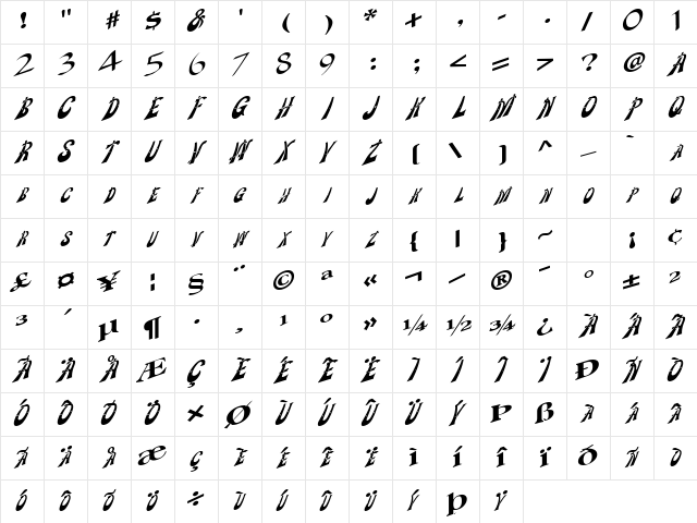 WeighAnchorFont68 Regular Character Map