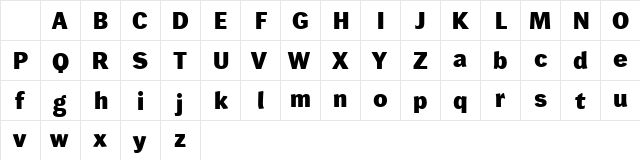 Wendelin Reduced 85 Fett Character Map