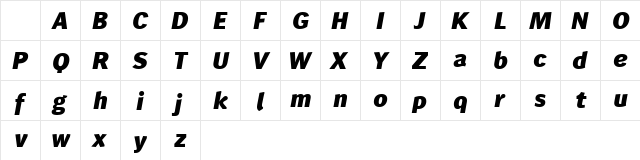 Wendelin Reduced 86 Fett Kursiv Character Map