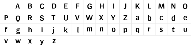 Wendelin Reduced 75 Halbfett Character Map