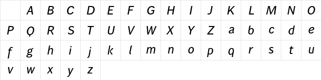 Wendelin Reduced 66 Kraeftig Kursiv Character Map