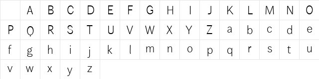 Wendelin Reduced 45 Leicht Character Map