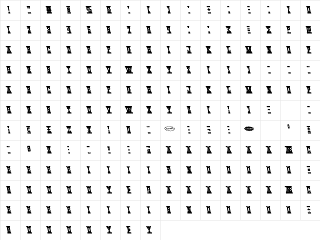 Western Rail Leftalic Italic Character Map