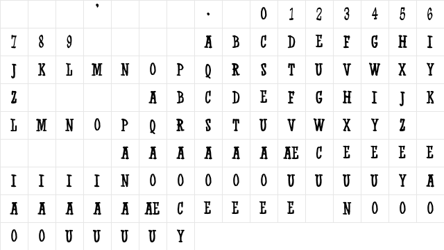Western Swagger Regular Character Map