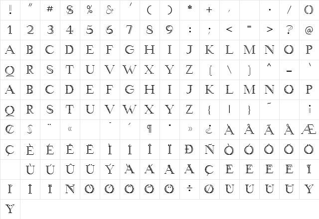 Wetetque Bold Character Map
