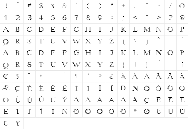 Wetetque Bold Character Map