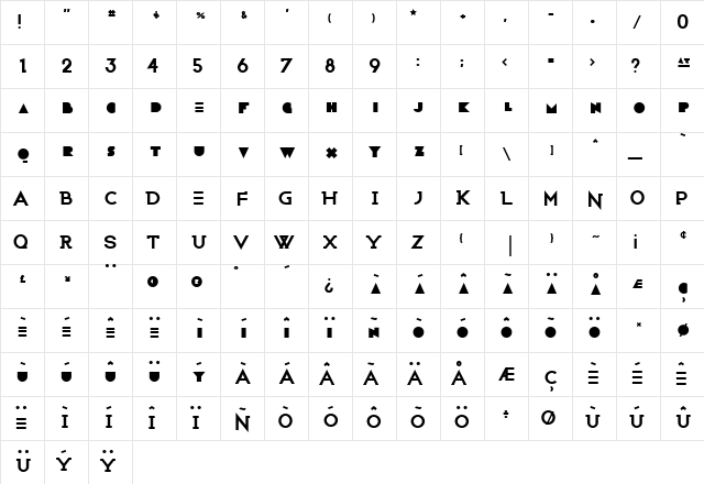 Wicked Bold Character Map Wicked Bold Character Map