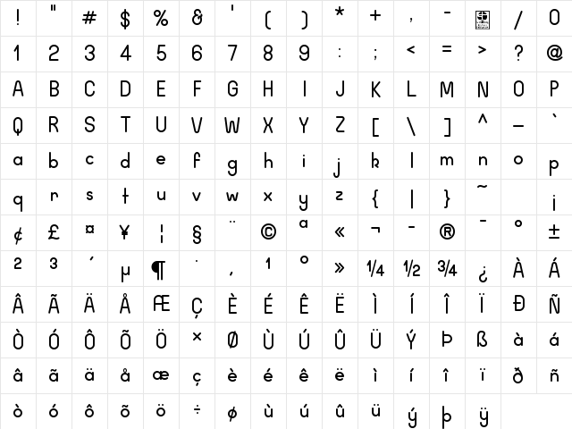 Wida Round Demo Regular Character Map Wida Round Demo Regular Character Map