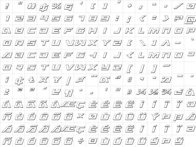 Wildcard 3D Italic Italic Character Map