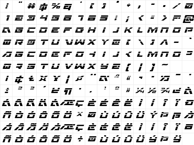 Wildcard Laser Italic Italic Character Map Wildcard Laser Italic Italic Character Map