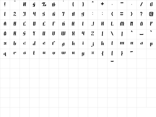 Wino Sutarmin Kadir Regular Character Map
