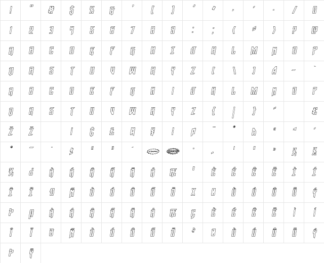Winter Solstice Outline Italic Outline Italic Character Map