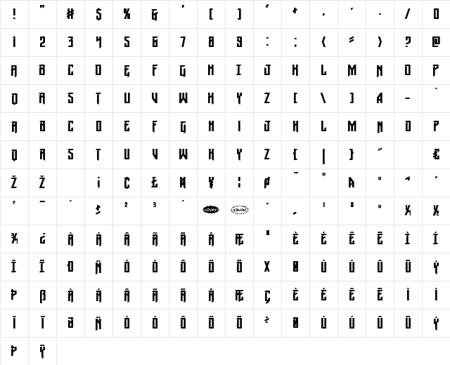 Winter Solstice Regular Character Map Winter Solstice Regular Character Map
