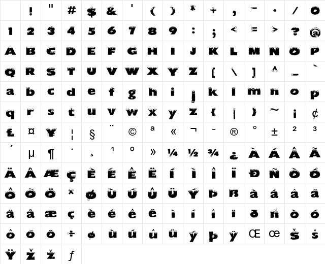 Winter Shivers Regular Character Map