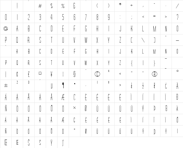 Wire Bold Character Map Wire Bold Character Map