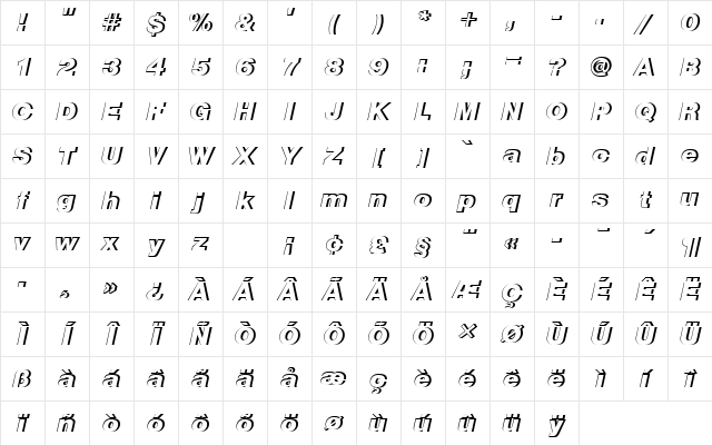 NimbusSanDBlaItaRe1 Regular Character Map NimbusSanDBlaItaRe1 Regular Character Map