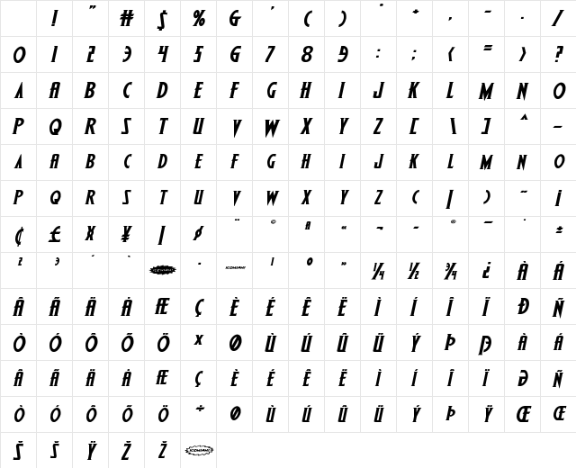 Wolf's Bane II Expanded Italic Expanded Italic Character Map Wolf's Bane II Expanded Italic Expanded Italic Character Map