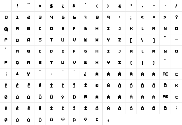 WonderAge Regular Character Map WonderAge Regular Character Map