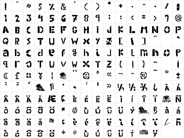 WOODCUTTER ARMY (Stencil) Regular Character Map WOODCUTTER ARMY (Stencil) Regular Character Map