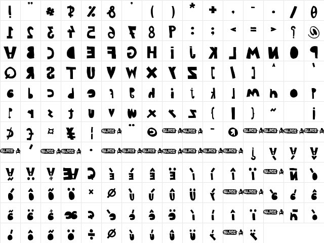 woodcutter del reves Regular Character Map