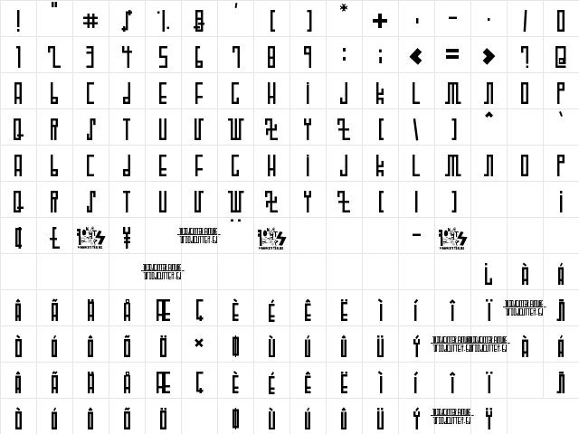 WOODCUTTER FUTURE Regular Character Map