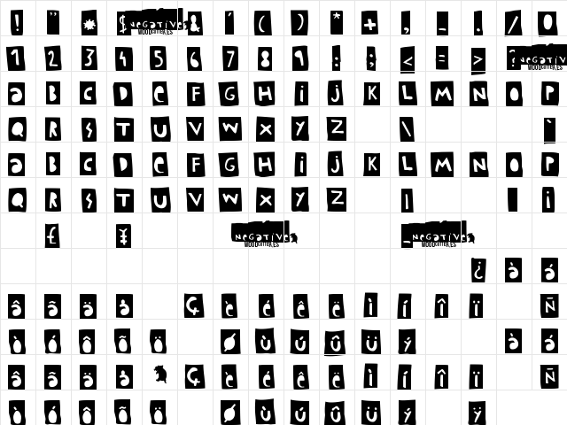 Woodcutter Negative Regular Character Map