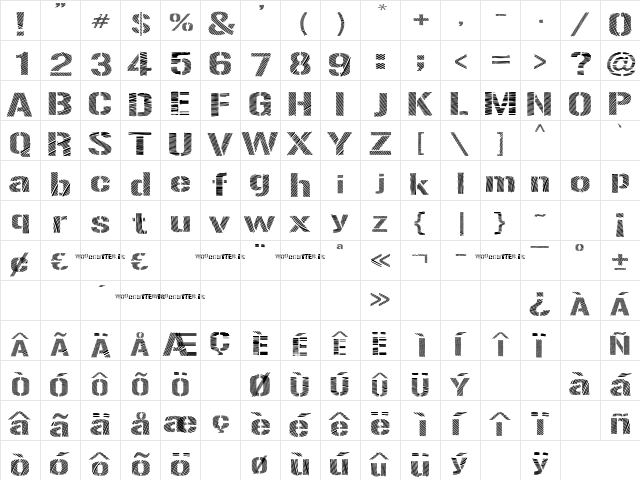 Woodcutter Optical Army Regular Character Map Woodcutter Optical Army Regular Character Map