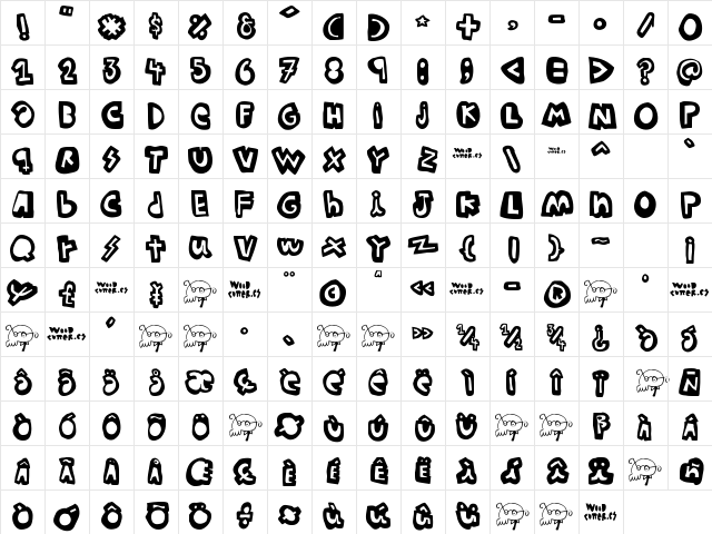 woodcutter Summer Shadows Regular Character Map