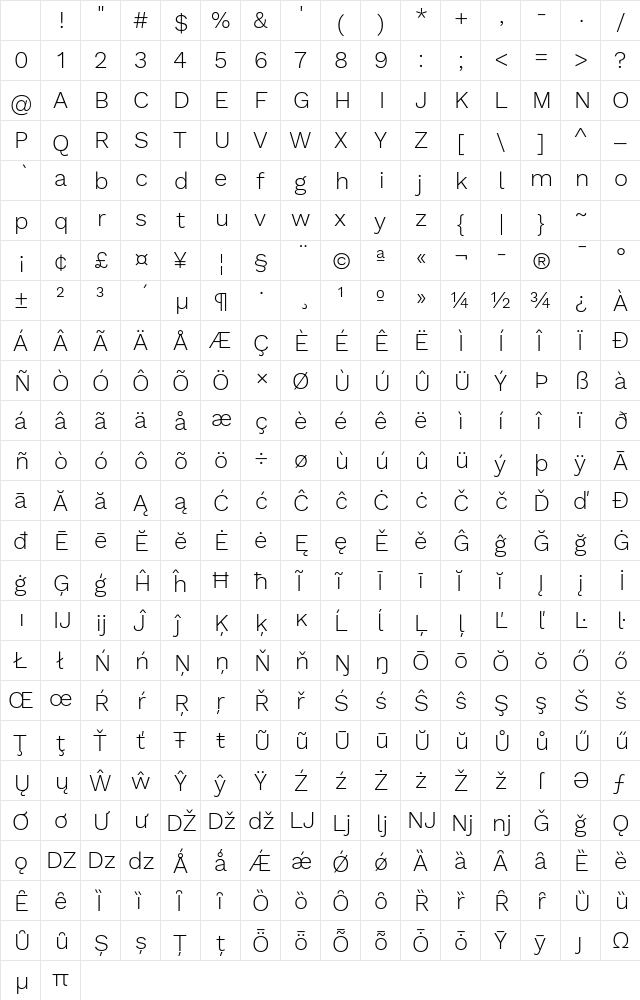 Work Sans Light Regular Character Map Work Sans Light Regular Character Map
