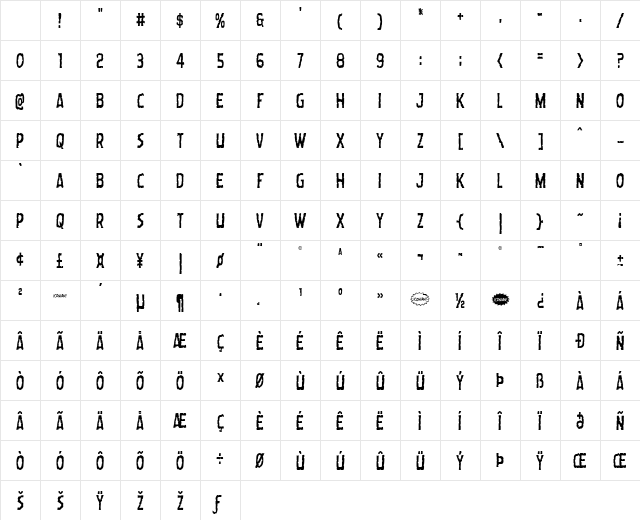Worm Cuisine Condensed Character Map Worm Cuisine Condensed Character Map