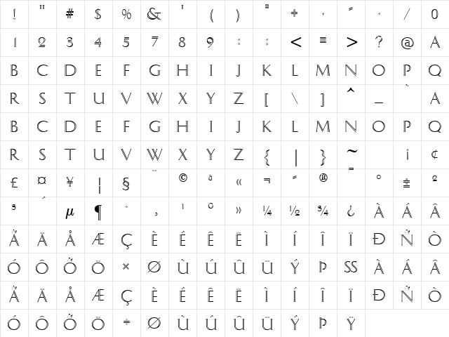 Worthton Regular Character Map Worthton Regular Character Map