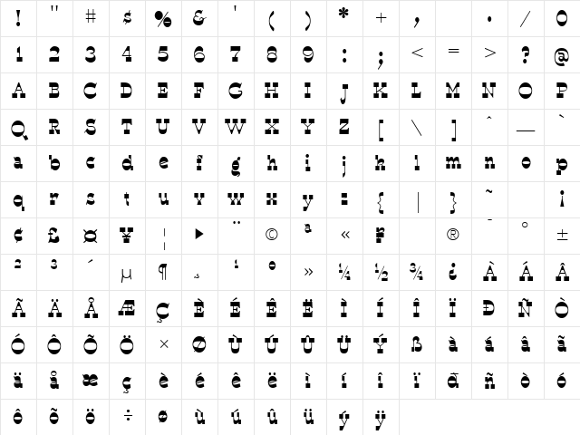 WyomingSpaghetti Bold Character Map WyomingSpaghetti Bold Character Map