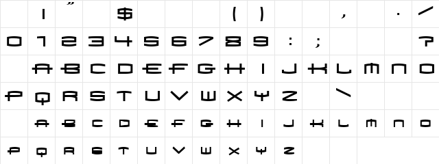 X979 Regular Character Map
