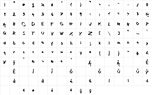 Xaligraphy Bold Character Map Xaligraphy Bold Character Map