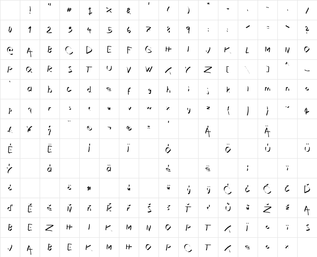 Xaligraphy Thin Character Map Xaligraphy Thin Character Map