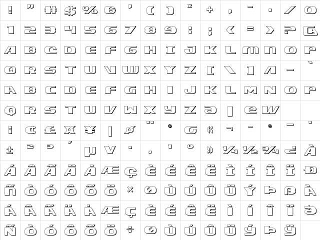 Xcelsion 3D Regular Character Map Xcelsion 3D Regular Character Map