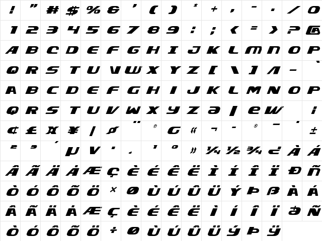 Xcelsion Title Italic Italic Character Map