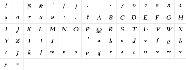 Xebex Oblique Character Map Xebex Oblique Character Map