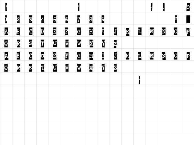 Xerography Regular Character Map