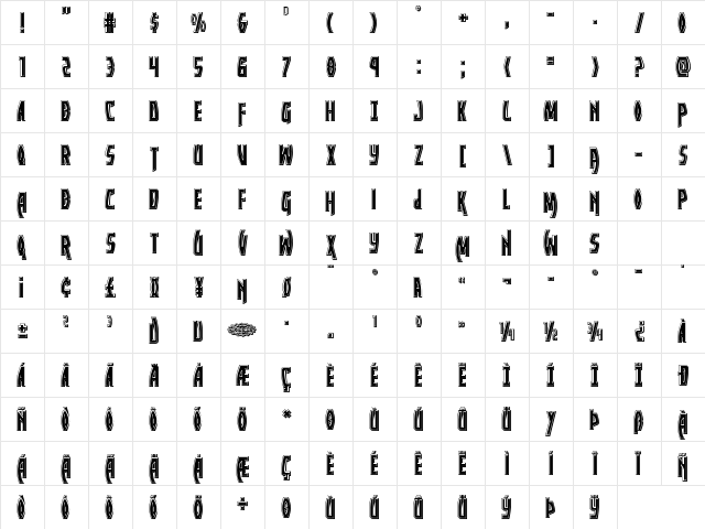 Yankee Clipper Bevel Regular Character Map