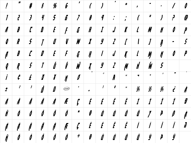 Yankee Clipper Condensed Italic Condensed Italic Character Map Yankee Clipper Condensed Italic Condensed Italic Character Map