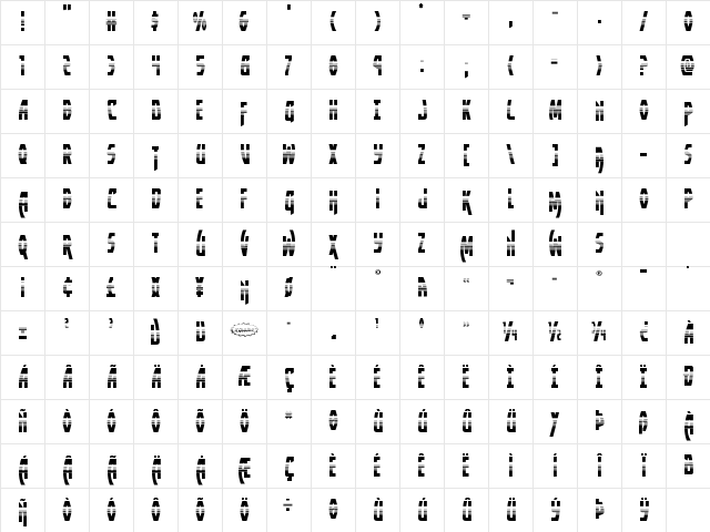 Yankee Clipper Halftone Regular Character Map