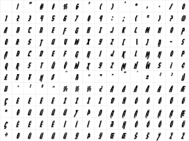 Yankee Clipper Punch Italic Character Map Yankee Clipper Punch Italic Character Map