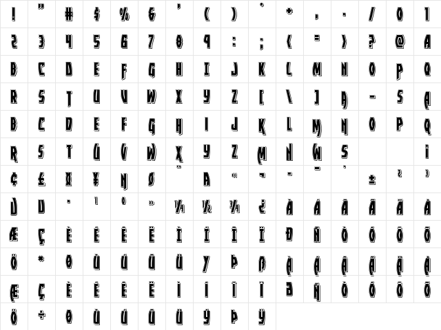 Yankee Clipper Punch Regular Character Map