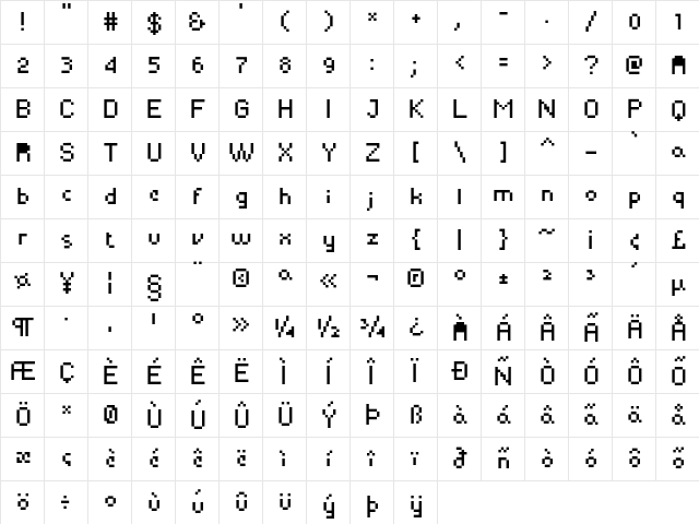 Yapix Regular Character Map Yapix Regular Character Map