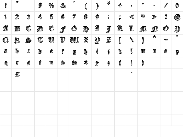 Ye Olde Oak Regular Character Map Ye Olde Oak Regular Character Map