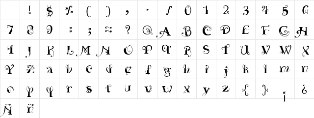 Yedra Purpurea Regular Character Map Yedra Purpurea Regular Character Map