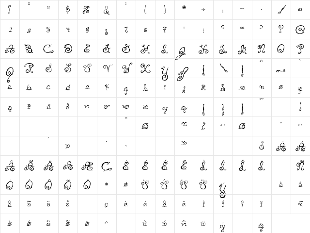 Yellow Regular Character Map