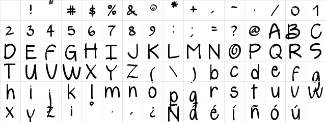 yelly Regular Character Map yelly Regular Character Map