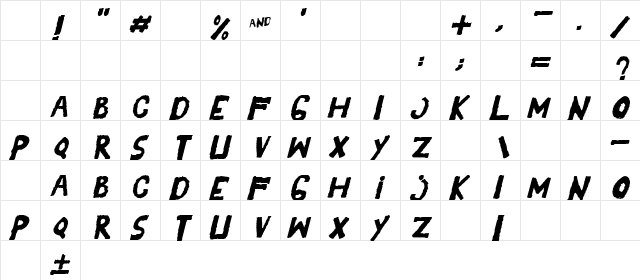 YES_italic Regular Character Map YES_italic Regular Character Map